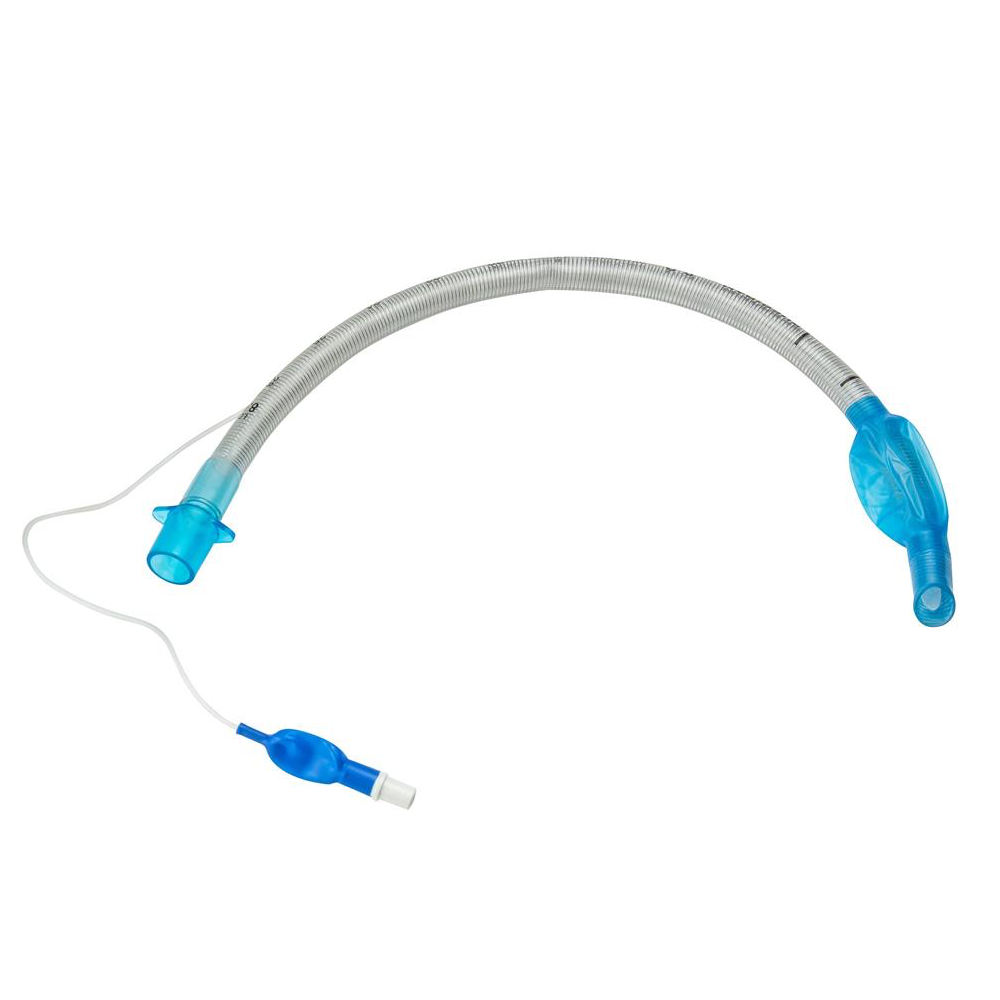 Tubo endotraqueal Beracah Medica con alma de acero, tamaño 5.0, caja con 5 unidades, visible en la imagen.