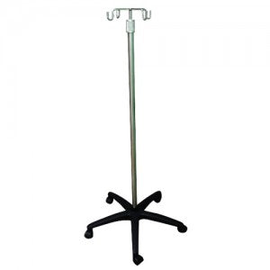 Porta sueros de pedestal Beracah Medica en acero inoxidable con 3 soportes y base de estrella de 24 pulgadas para venoclisis