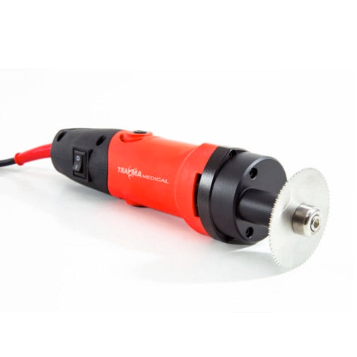 Sierra corta yeso eléctrica Beracah Medica de 125W con estuche, vista frontal de la herramienta de mano para trabajos de yeso.