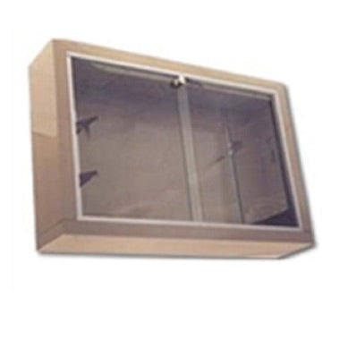 Vitrina de contra muro de 75 cm de esmalte, de la marca Beracah Medica, con puertas y estantes internos visibles.