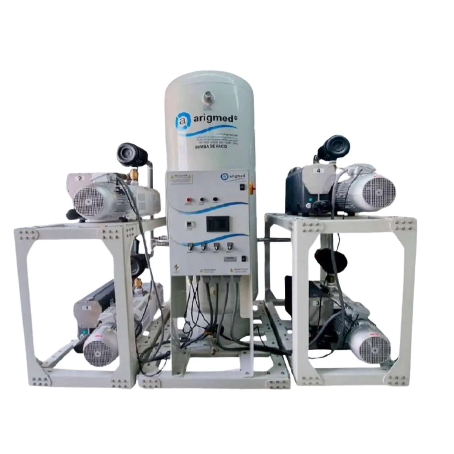 Sistema de vacio medico con bombas de aspas lubricadas con aceite tipo triplex