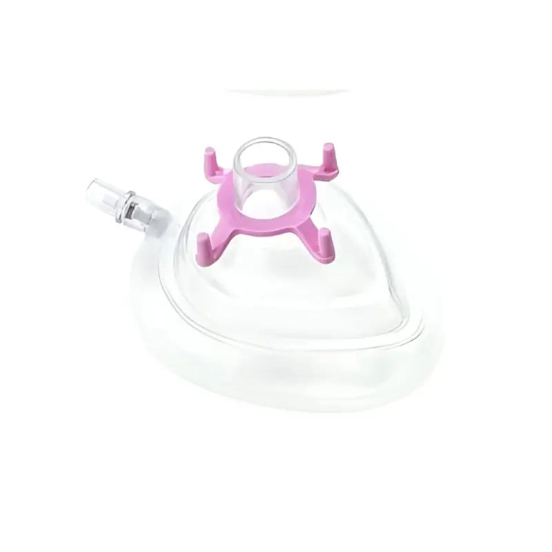 Mascarillas para anestesia infantil Rosa SURE-SEAL de Beracah Medica con cojín de aire y pivote de insuflación, caja con 10 unidades.