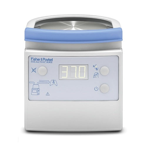 Humidificador respiratorio de control servo de Beracah Medica mostrando su diseño compacto y componentes internos en un entorno clínico.