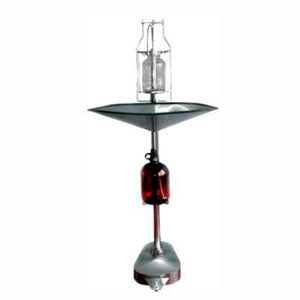 Alcoholera de pedestal sencilla de la marca Beracah Medica, con estructura de metal y recipiente de vidrio transparente.