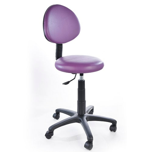 Banco giratorio con respaldo Beracah Medica, asiento acolchado y respaldo ergonómico para consultas médicas.