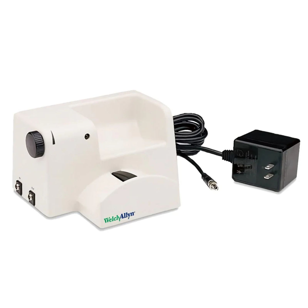 Fuente de poder MSI para oftalmoscopio binocular, montada en mesa o pared, marca Beracah Medica, con cables y conexiones visibles