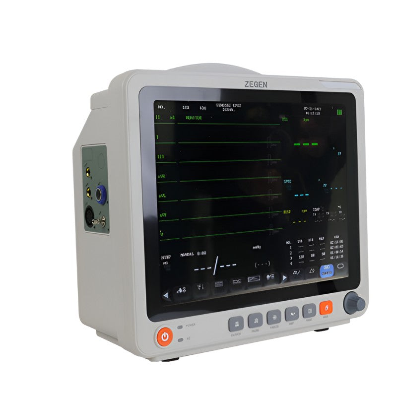 Monitor para paciente Beracah Medica ZGN-7D con pantalla táctil de 12 pulgadas y 6 parámetros de signos vitales.