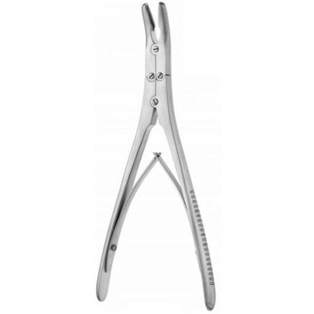 Pinza gubia de doble articulación de 23cm de la marca Beracah Medica, modelo Ruskin, con mango ergonómico y superficie de corte.