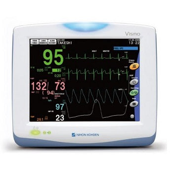 Monitor para paciente Beracah Médica de signos vitales intermedio de 10.4 pulgadas mostrando pantalla con 5 parámetros.