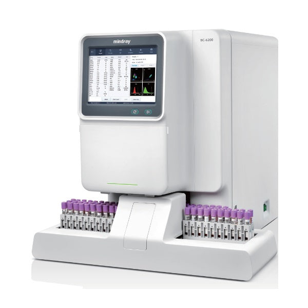 Analizador hematológico automático MSI Beracah Medica modelo BC-6200 con pantalla y botones visibles.