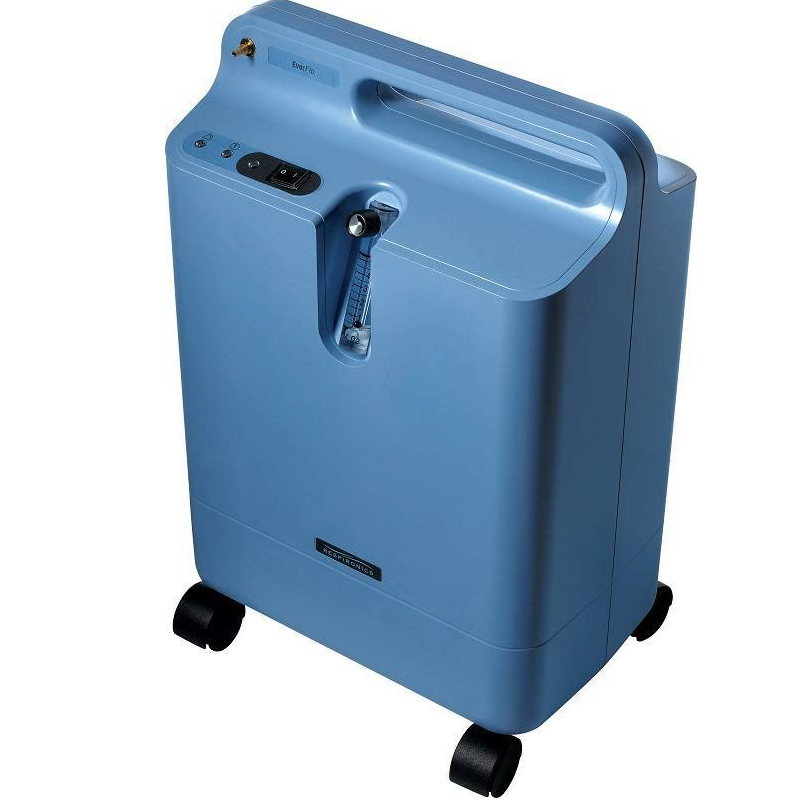 Concentrador de oxígeno portátil Beracah Medica EverFlo de 5 litros con OPI, ideal para uso en el hogar y movilidad.