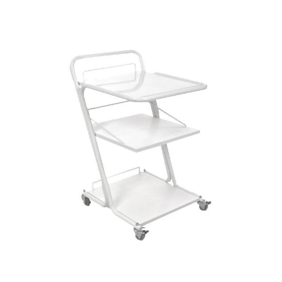 Carro porta equipo MSI Basic Plus de Beracah Médica con estantes y ruedas para transporte médico eficiente.