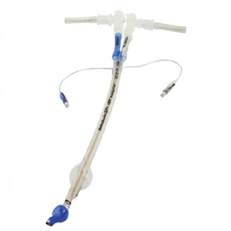 Tubo endobronquial izquierdo de 37 fr para ventiladores, accesorio médico de Beracah Medica, con detalles del tubo en la imagen.