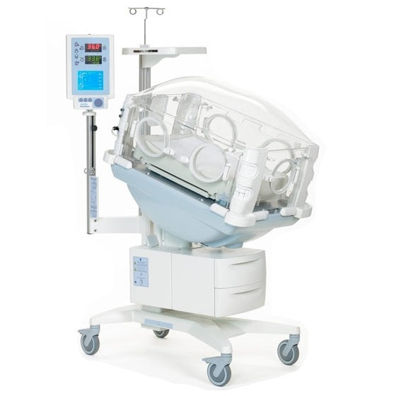 Incubadora de traslado de terapia intensiva Microprocesada NATAL CARE de Beracah Medica, con control de temperatura y ventilación.