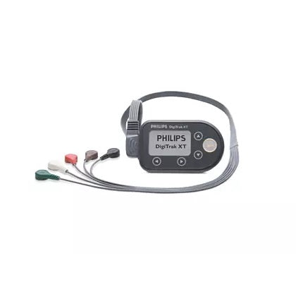 Holter para ECG DIGITRAK XT de Beracah Medica con estuche y clip, equipo portátil para monitoreo cardíaco.