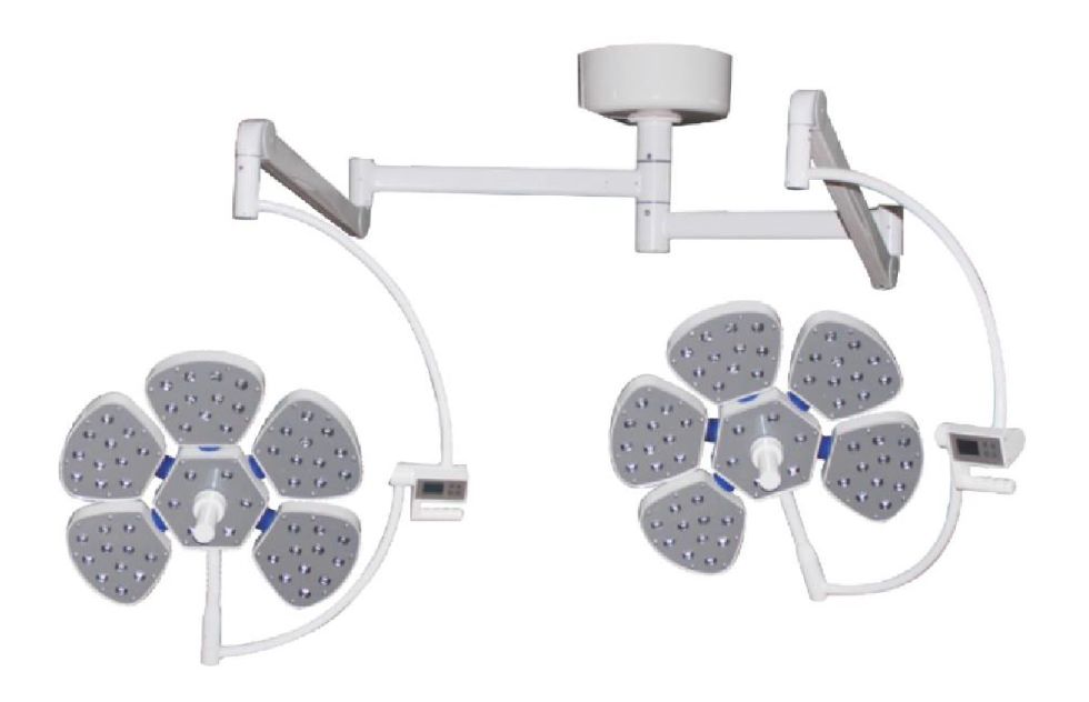 Lámpara quirófano doble LED ajustable de techo, iluminación de 40,180,000 lux, marca Beracah Medica, luz brillante y eficiente
