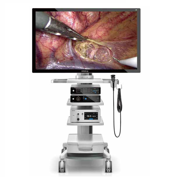 Torre para laparoscopia 4K HyPixel U1 de Beracah Medica con monitor de 55 pulgadas, equipo médico de alta resolución.