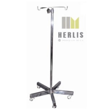 Porta sueros para venoclisis MSI Beracah Medica, rodable, combinado en acero inoxidable y cromo, con cinco apoyos.