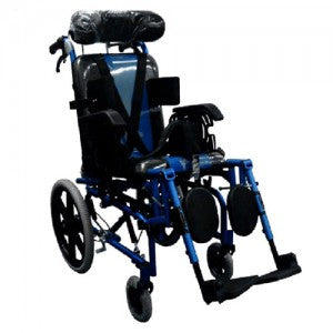 Silla de ruedas PCI para parálisis cerebral infantil de la marca Beracah Medica, con estructura ajustable y reposabrazos.