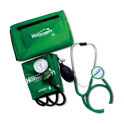 Kit de baumanómetro con estetoscopio Duplex de Beracah Medica, incluye manómetro y estetoscopio en estuche compacto.