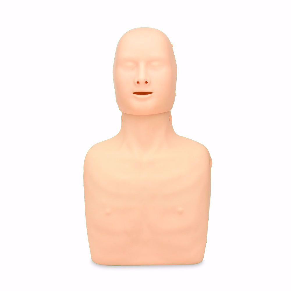 Maniquí para entrenamiento RCP medio cuerpo de Beracah Medica, control de tensión para niños y adultos, ideal para capacitación en emergencias.