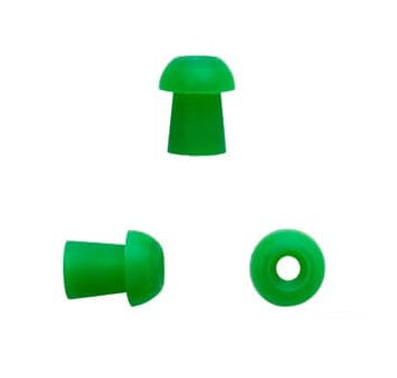 Olivas auditivas en forma de hongo verdes de 9 mm, paquete con 100 unidades, accesorios para tamizaje de la marca Beracah Medica.
