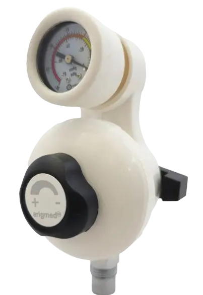 Regulador para vacío médico tipo DISS de la serie 2 de Beracah Médica con escala de 0-200mmHg, para control de presión.