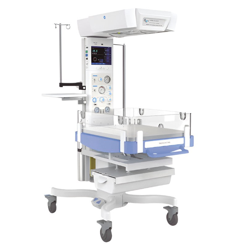 Cuna térmica de calor radiante Beracah Medica modelo NK-C3 con fototerapia, en color blanco y configuraciones visibles en la imagen.