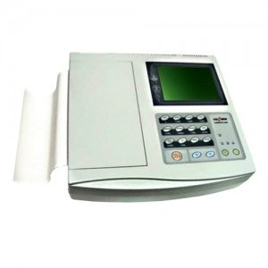 Electrocardiógrafo Beracah Medica CARDIPIA812AR de 12 canales con pantalla táctil móvil de 7" a color y interpretación automática.