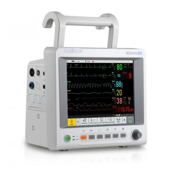 Monitor para paciente Beracah Medica de 10.4" con pantalla táctil para signos vitales y 5 parámetros, ideal para traslado.
