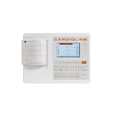 Electrocardiógrafo de 6 canales Beracah Medica Serie 100S con pantalla LCD a color de 4.3 pulgadas.