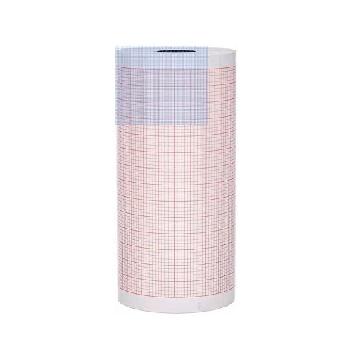 Papel para ECG Beracah Medica, 8cm x 20m, en rollo, color rojo, paquete con 10 rollos, ideal para registros médicos.