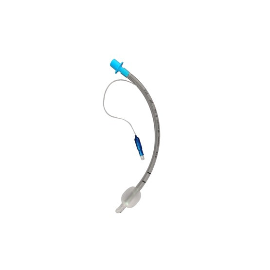 Tubo endotraqueal de 4.5 mm con globo y alma de acero, marca Beracah Médica, visible en la imagen.