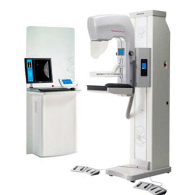 Detector de selenio para mastógrafo digital PinkView DR de Beracah Medica, con resolución de 85 micras, en equipo médico.