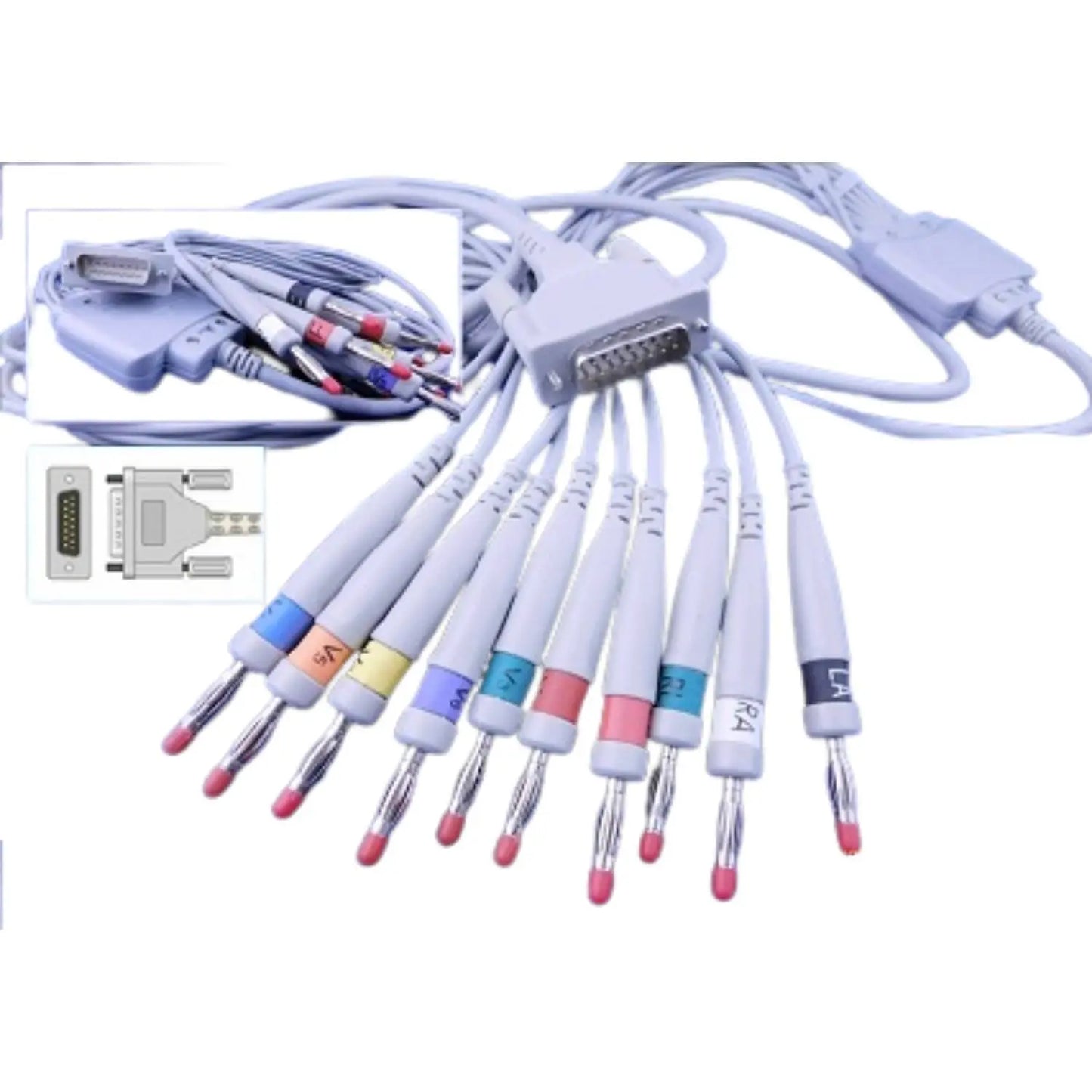 Cable ECG 12 derivaciones banana compatible con schiller, innomed, esaote, mortara eli 250, btl, bionet
