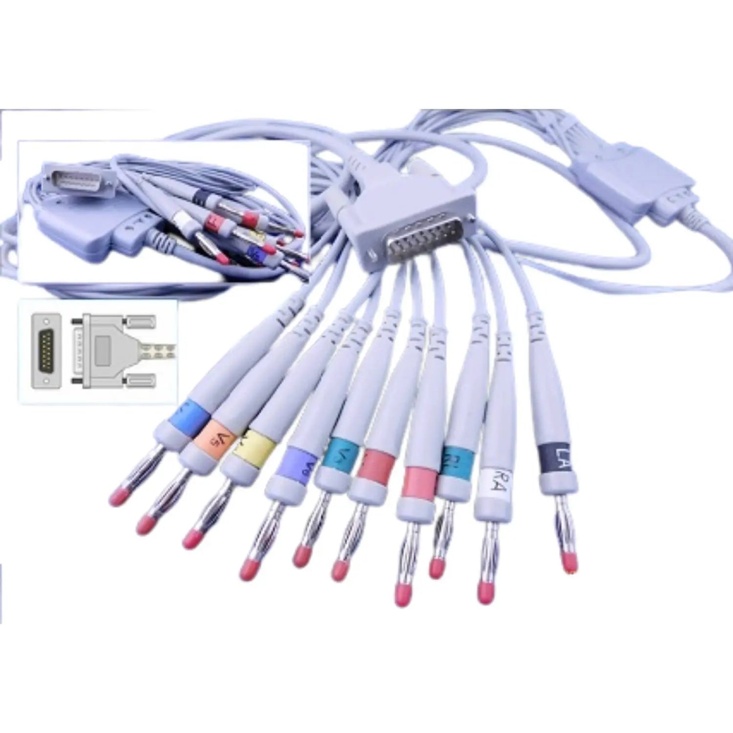 Cable ECG 12 derivaciones banana compatible con schiller, innomed, esaote, mortara eli 250, btl, bionet