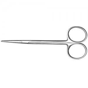 Tijera Metzenbaum recta de 14 cm de acero alemán, marca Beracah Medica, con mango ergonómico y filo afilado para corte preciso.