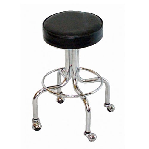Banco giratorio acolchado MSI de acero inoxidable con asiento de lámina, ideal para atención médica.
