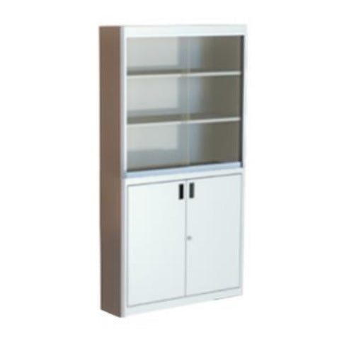 Vitrina mixta MSI Beracah Medica con puertas de vidrio y estantes, ideal para almacenamiento médico.