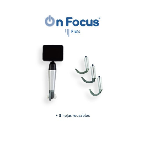 Videolaringoscopio portátil Beracah Medica Flex Black Pro con 3 hojas reusables y pantalla integrada para procedimientos médicos.
