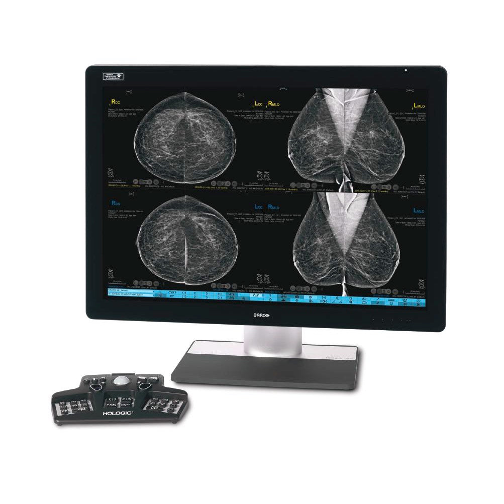 Estación de trabajo SecurView DX1200 con monitor Barco Uniti de 12 MP, accesorios para mastógrafos, marca Beracah Médica.
