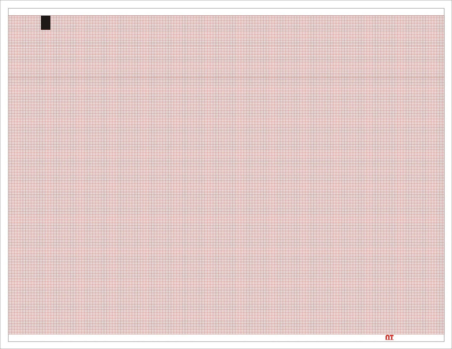 Papel para ECG 21.5 x 28cm graficado en rojo. Doblado en Z de 200 hojas para Cardioline
