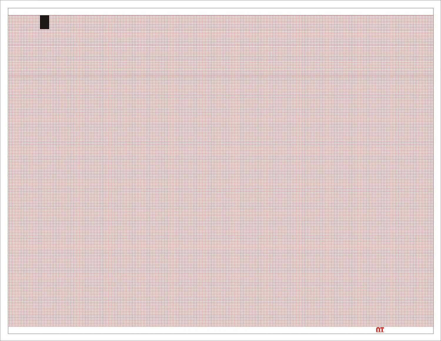 Papel para ECG 21.5 x 28cm graficado en rojo. Doblado en Z de 200 hojas para Cardioline