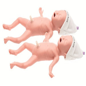 Entrenador de habilidades para cuidado de bebés prematuros y mellizos, simulador de enfermería de Beracah Medica en color rosa.