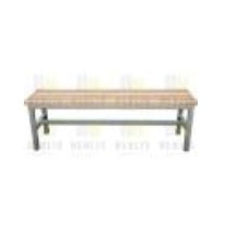 Banca vestidor MSI color arena de 120x30x45 cm con estructura de madera y asiento acolchado, ideal para vestidores y dormitorios.