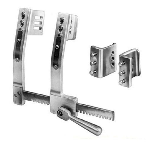 Separador Finochietto Burford MSI de 30 cm, herramienta médica de alta calidad, con mango y bisagras para procedimientos quirúrgicos.