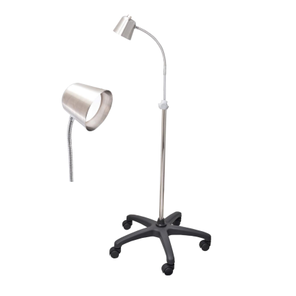 Lámpara de pedestal para examinación Grand Plus LED de Beracah Médica con base de nylon y luz brillante.
