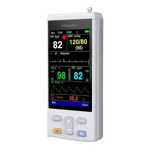 Monitor portátil para signos vitales MiniBalam de Beracah Médica, pantalla de 3.5" con capnografía y SPO2 para pacientes.