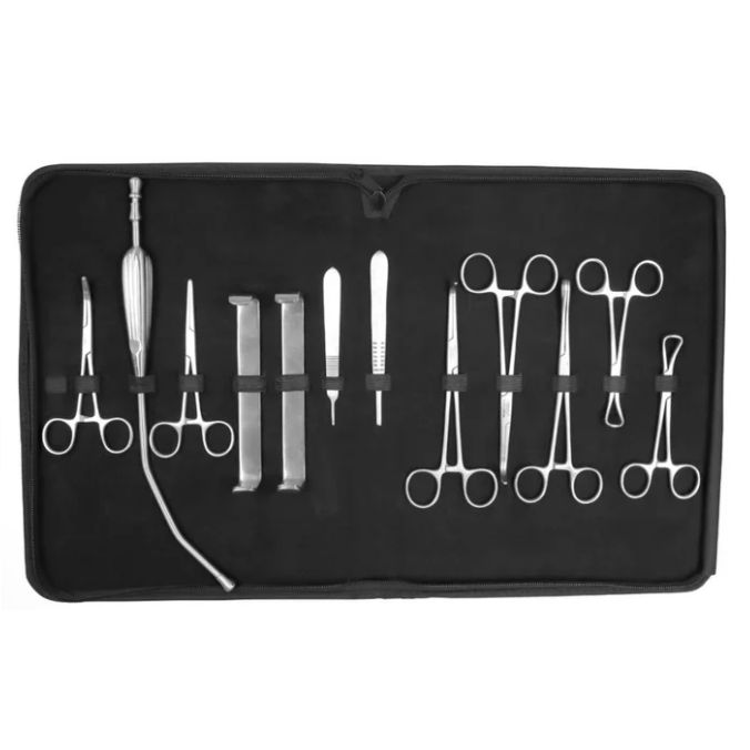Conjunto de 12 piezas de equipo de cirugía general Premium de forja alemana, con instrumentos médicos de alta calidad.