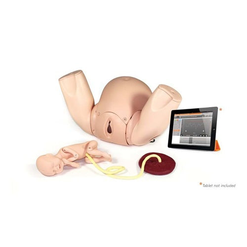 Simulador de parto avanzado PROMPT Flex de Beracah Medica, modelo con tono de piel claro para entrenamiento en obstetricia.